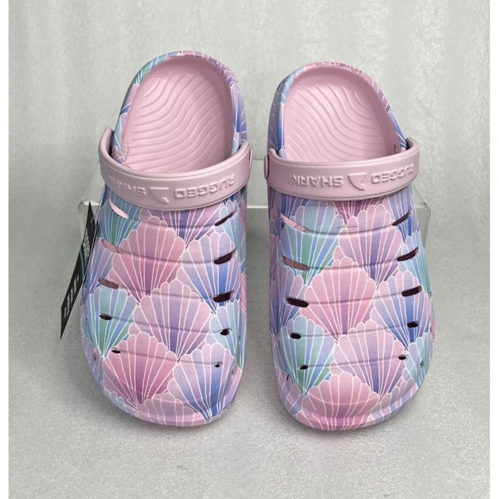 Rugged Shark Eva Shell Print Pink Clogs Slip on Sandals Girls Size 1 NEW - Picture 13 of 16